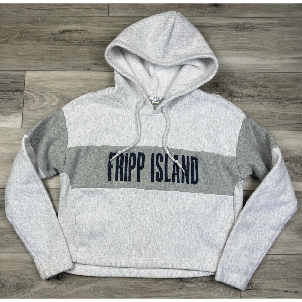 Vtg Champion Reverse Weave Fripp Island SC Gray Hoodie‎ Sweatshirt Size L